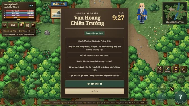 Bảng thông tin kỳ Vạn Hoang Chiến Trường